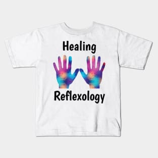 Healing Reflexology (black text) (hands) Kids T-Shirt